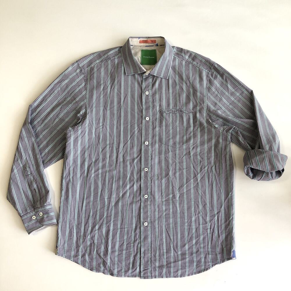 Tommy Bahama Men’s LS Plaid Shirt Button Down Collared Dress Sz L